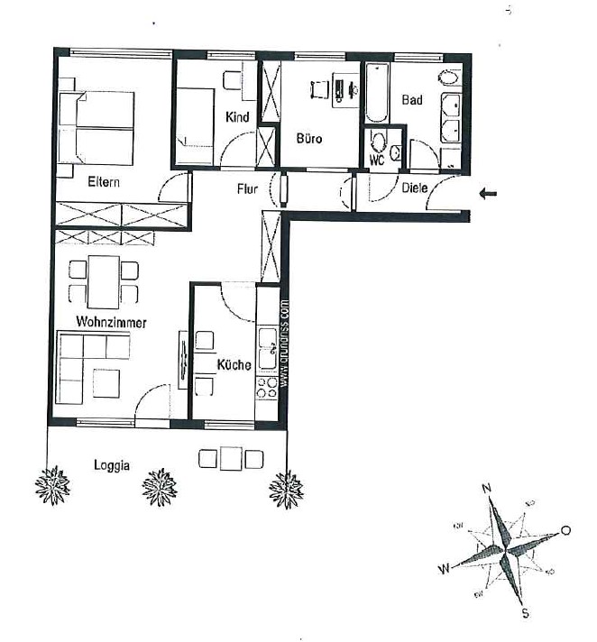 Grundriss Dachgeschosswohnung Dachau