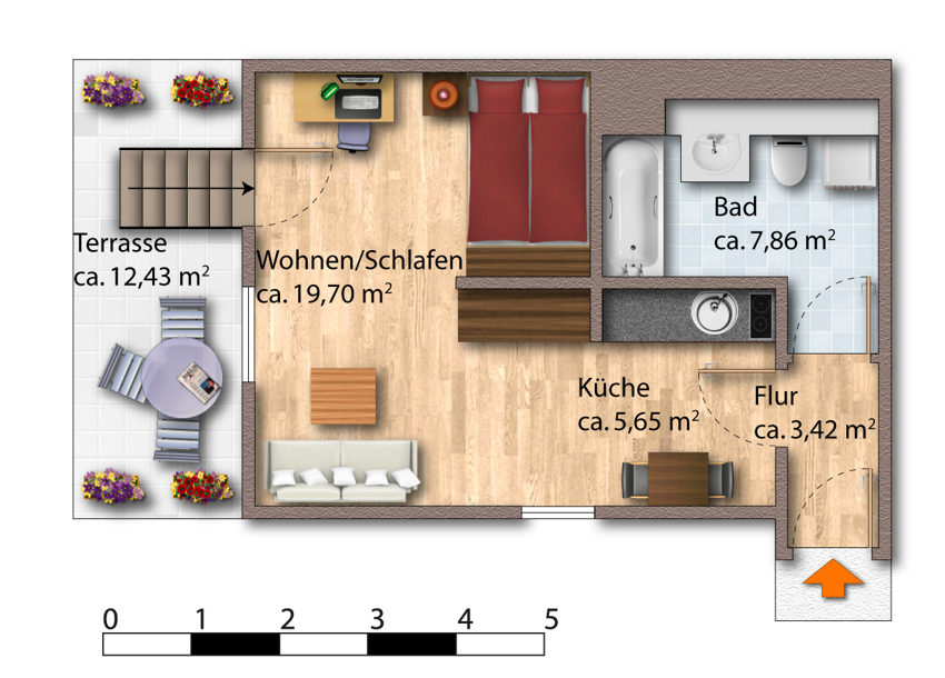 Grundriss Variante Terrassenwohnung Magdeburg / Stadtfeld West