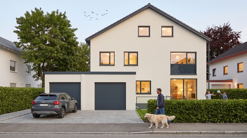 Vorderansicht Reihenendhaus M�nchen / Solln