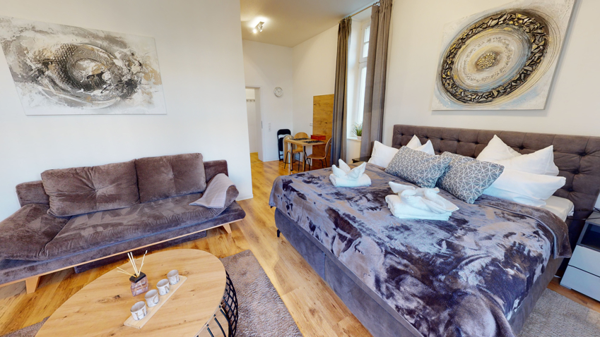Schlafsofa /Doppelbett Terrassenwohnung Magdeburg / Stadtfeld West