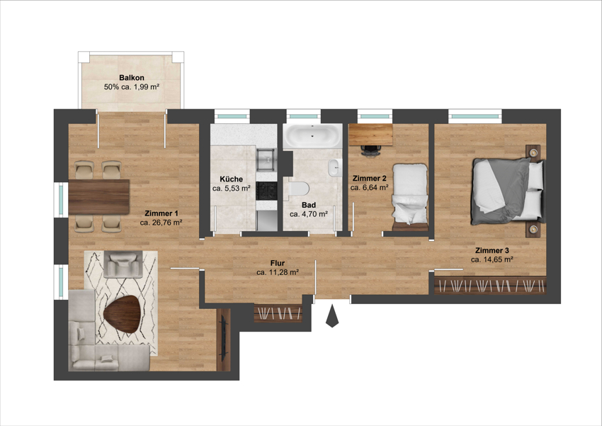 Eigentumswohnung in der Orionstra�e 5 in Moosburg an der Isar - 1. Obergeschoss - O155BG Etagenwohnung Moosburg