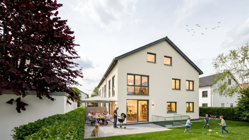 Aussenansicht von Osten Reihenendhaus M�nchen / Solln